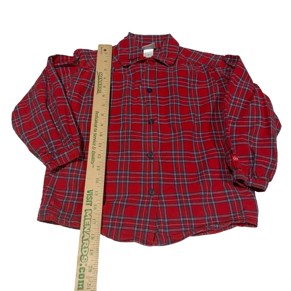 Vintage OshKosh Bgosh Girls 3pc Red Plaid Shirt Denim Jeans Skirt Set Size 6 USA